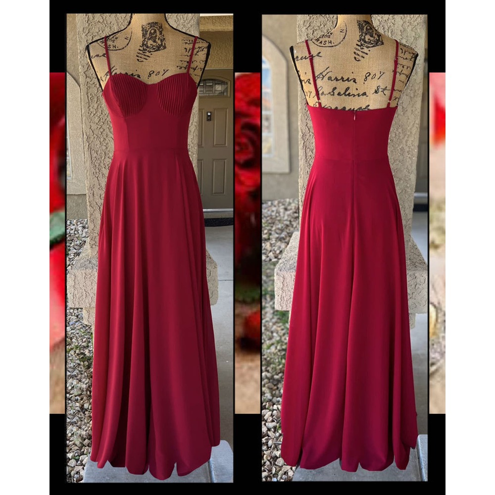 Lulus Cause for Commotion Red Pleated Bustier Maxi Dress Size M - Picture 5 of 14